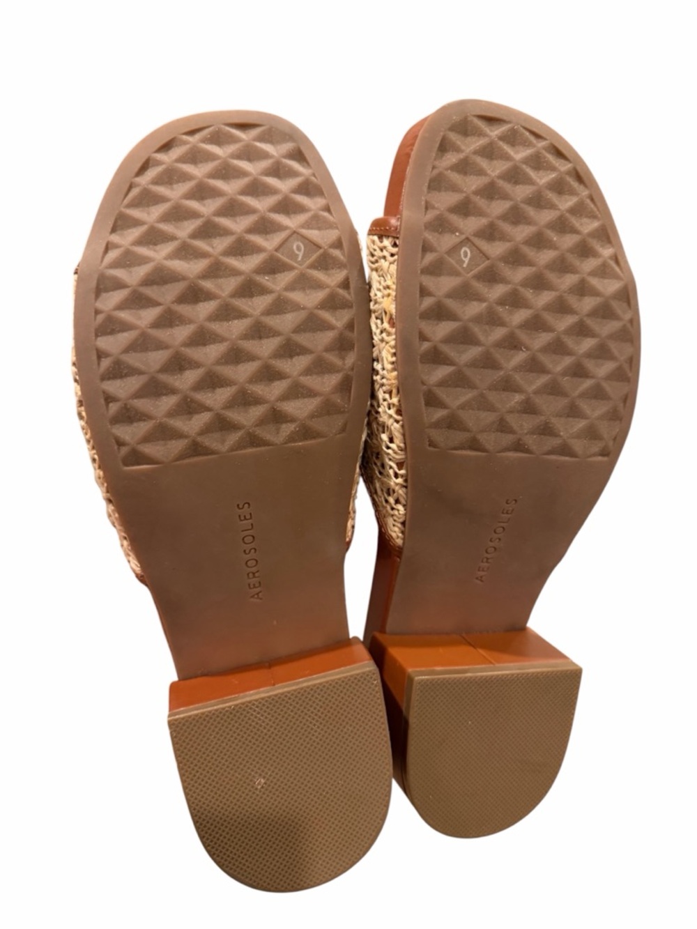 AEROSOLES Brown Leather & Natural Woven Slide Mule‎ - Picture 9 of 10